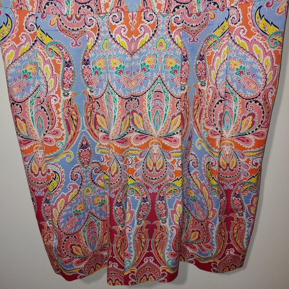 Talbots Paisley Print Sleeveless Summer Dress Midi Size 18P Orange - Picture 3 of 8